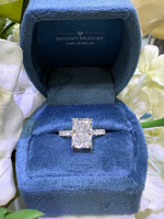 14k White Gold Radian Cut Engagement Ring 3.06 LabGrown F,VS2 + .63ctw diamond setting with hidden halo