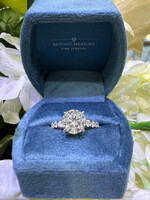 Platinum 3ct Round Diamond Engagement Ring. 3.02 LabGrown E,VS1 + .99ctw diamond setting with hidden halo