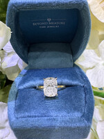 14k Yellow and White Gold 3ct Elongated Cushion cut Engagement Ring 3.09ct LabGrown F,VS1 solitaire + hidden halo