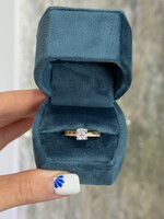 14kY/W 1.24ct Naturally Mined Cushion Cut ( G,I1 AGS Report ) + .20ctw setting.