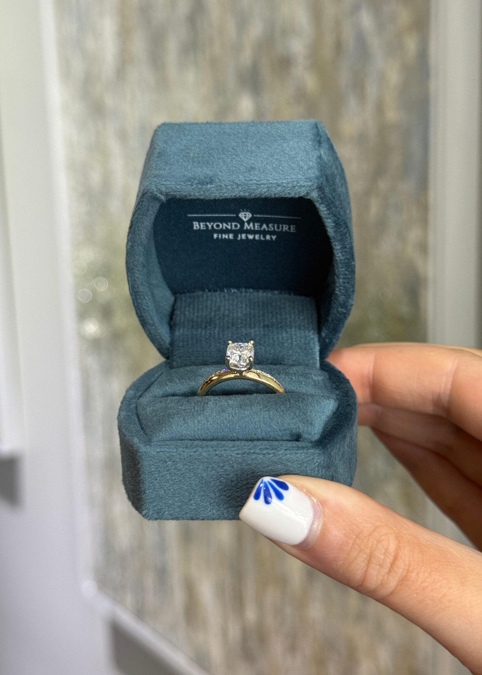 14kY/W 1.24ct Naturally Mined Cushion Cut ( G,I1 AGS Report ) + .20ctw setting.