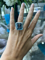 Platinum 26.04ct Aquamarine + 2.13ctw Natural Diamonds