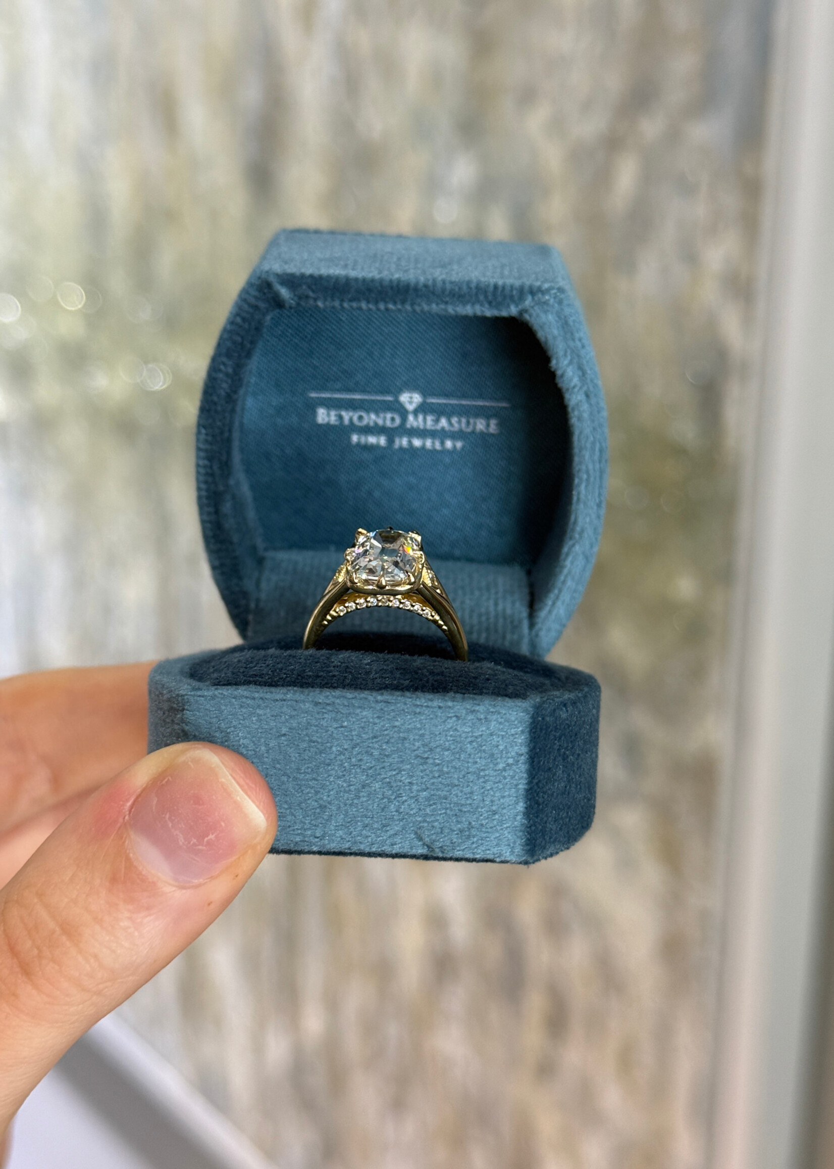 "Taylor" Ashleigh's Version:  3.06ct LabGrown Old Miner Cut F,SI1 with diamond accents.