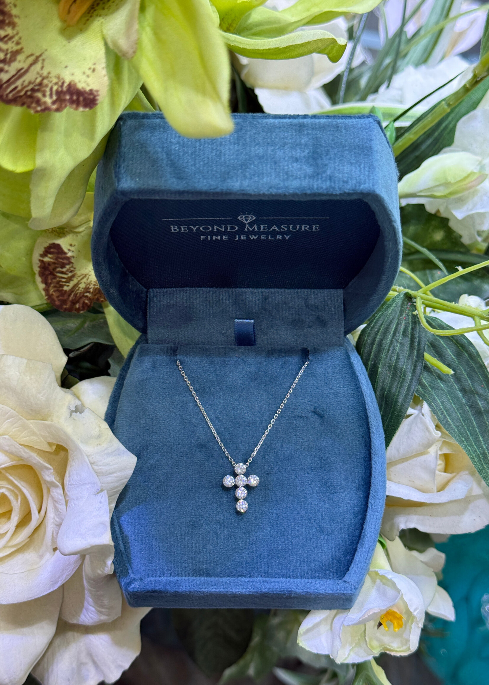 14kW 1.25ctw Floating Diamond Cross "Bare Collection"