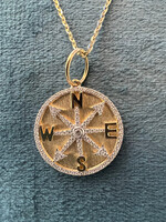 14kY Compass .32ctw with 16-18" adjustable chain