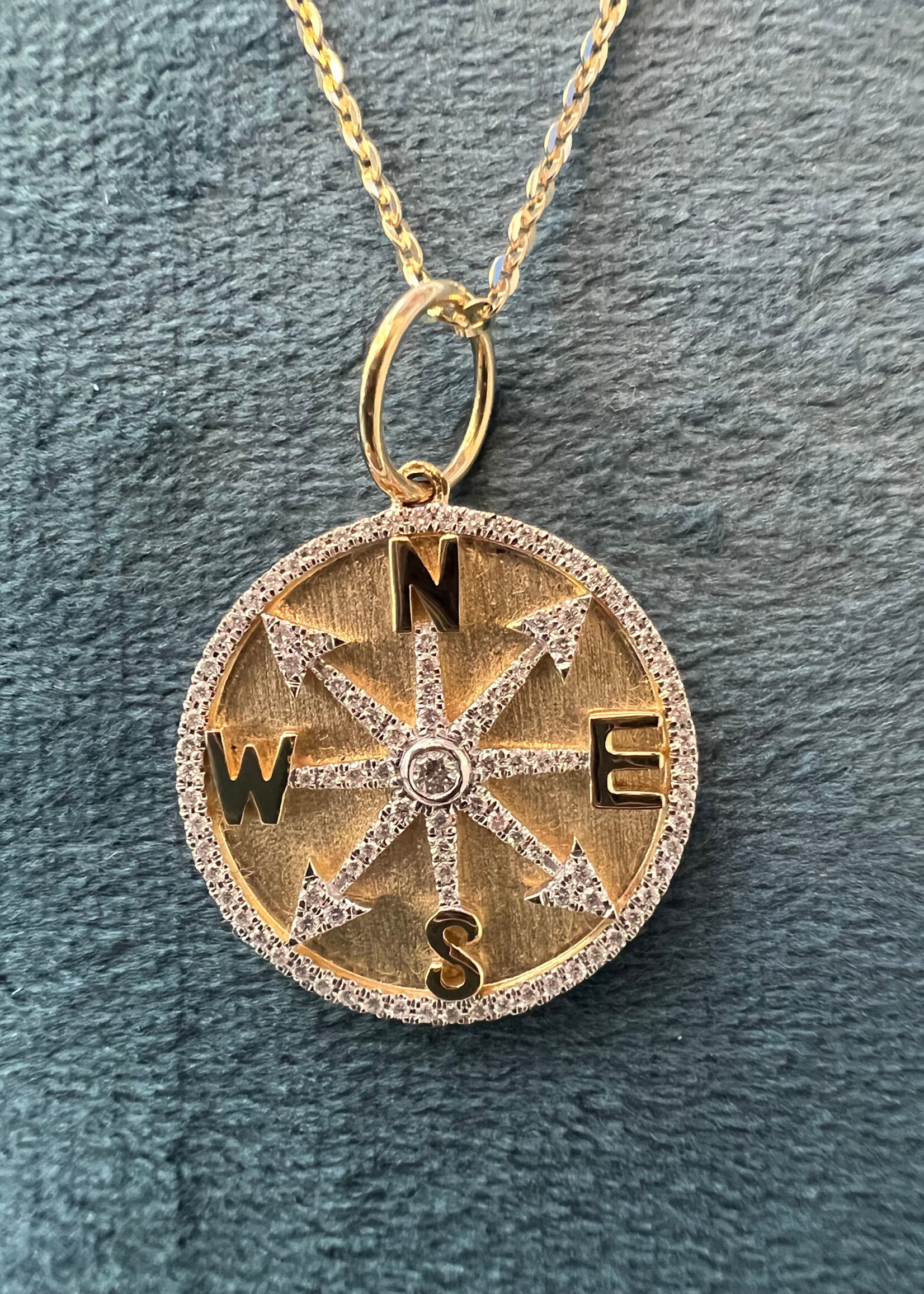 14kY Compass .32ctw with 16-18" adjustable chain