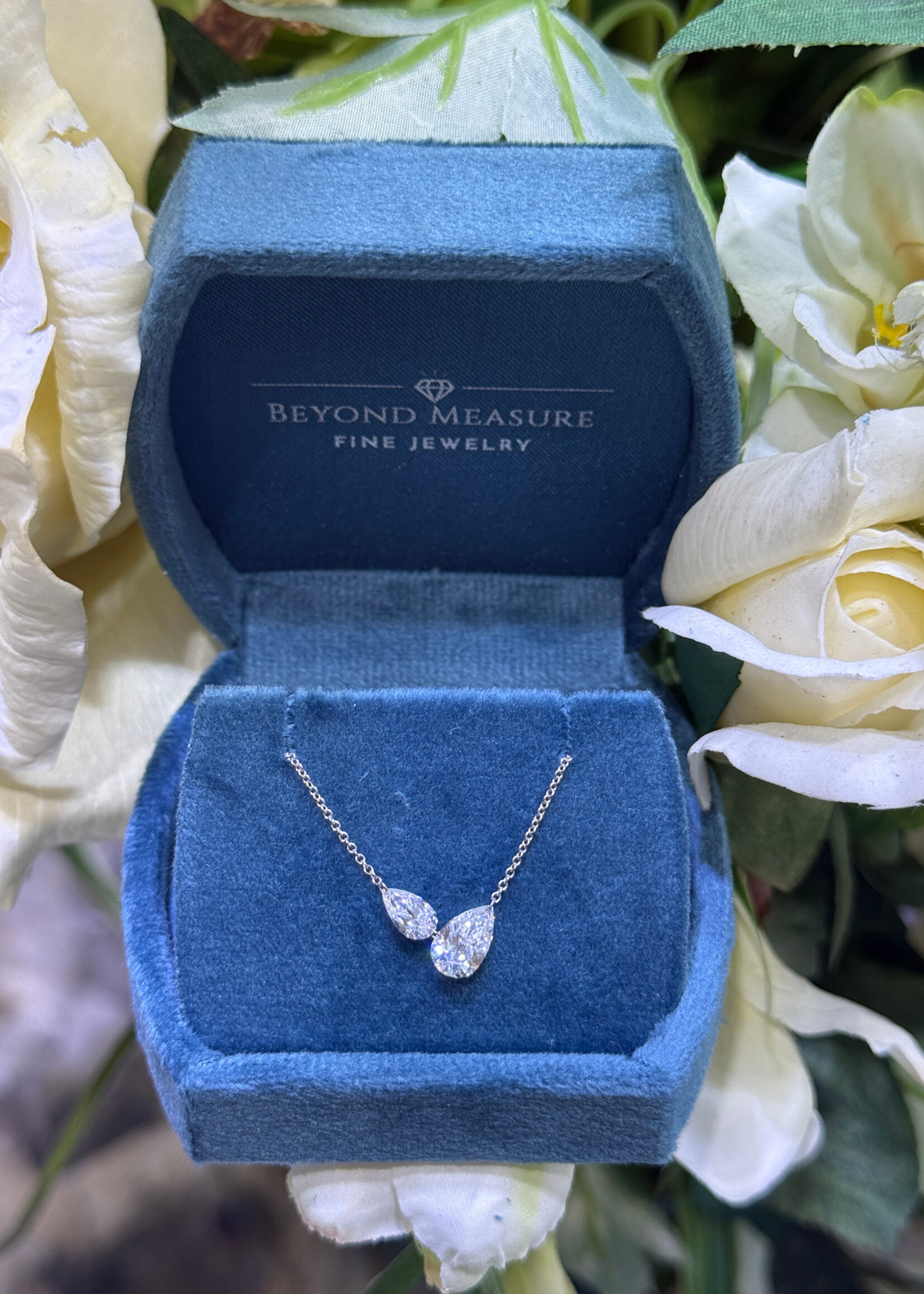 14kW 1.60ctw LabGrown Pear Cut Floating "Toi et Moi" necklace