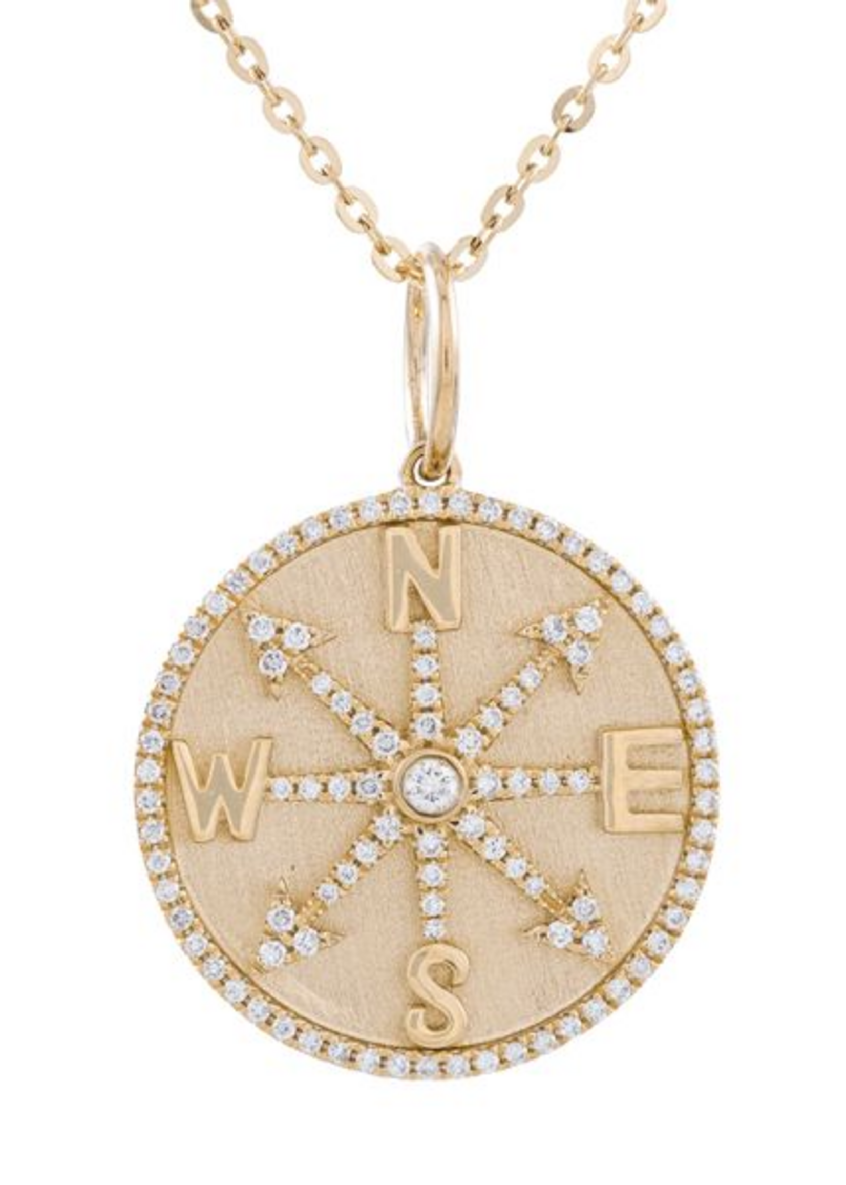 14kY Compass .32ctw with 16-18" adjustable chain