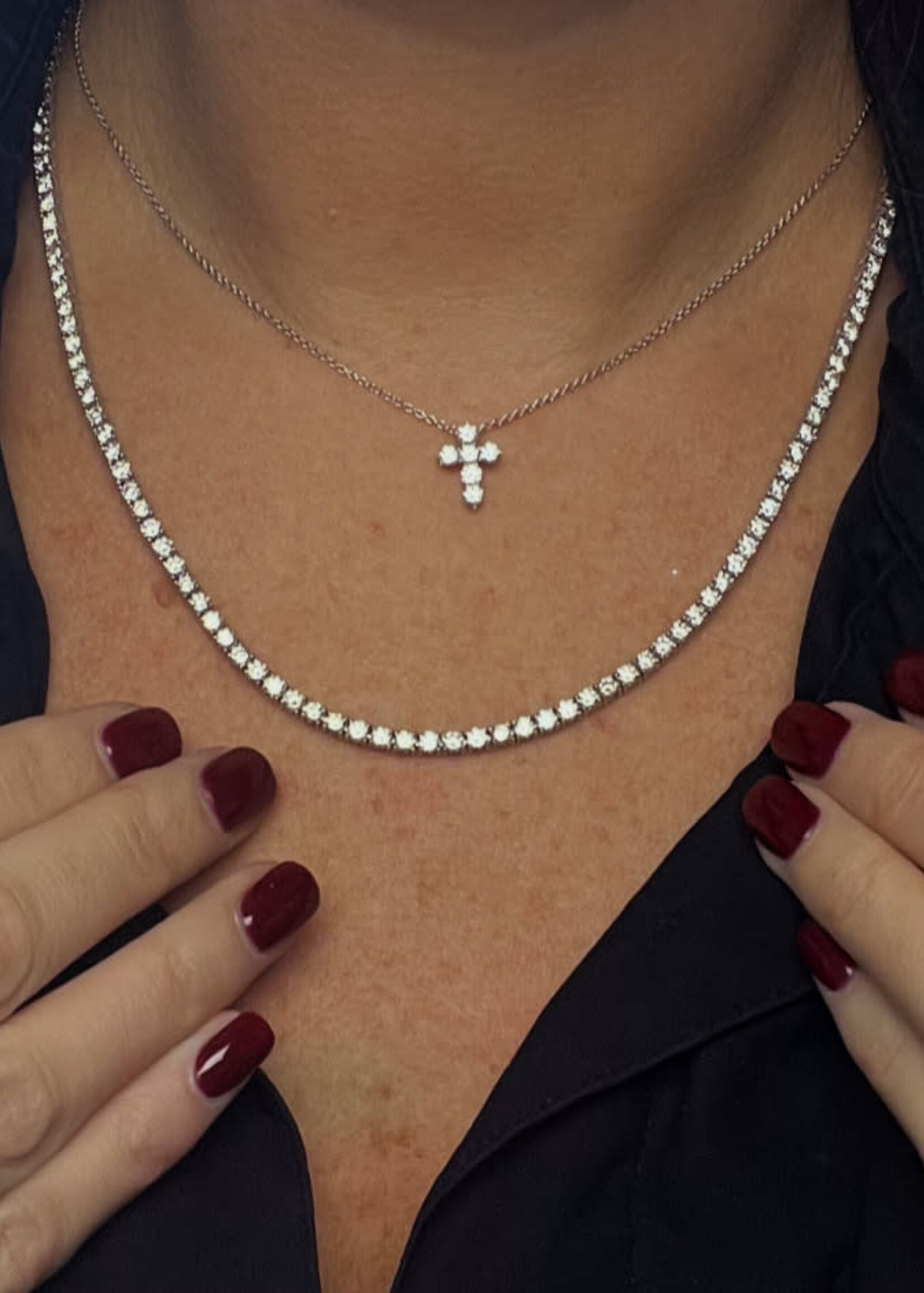 14k .43ctw Natural Diamond Cross