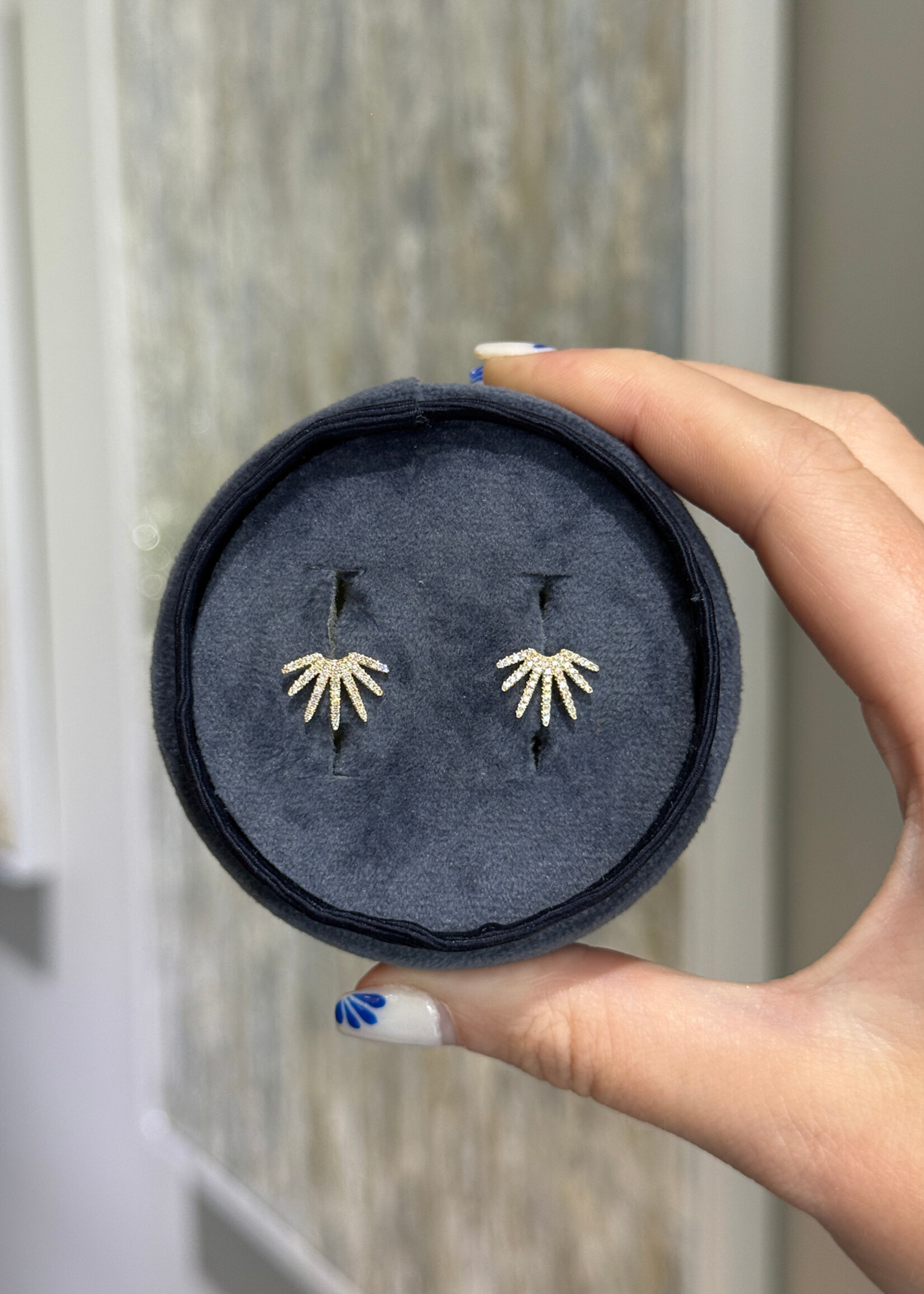 14kY .22ctw Diamond Sunburst Stud Earrings