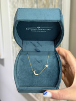 14kY .15ctw Natural Diamond Moon and Star Necklace