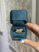 14kY .31ctw Natural Diamond and Seed Pearl Y Ring