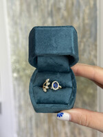 14kY .77ctw Natural Diamond and Sapphire Ring
