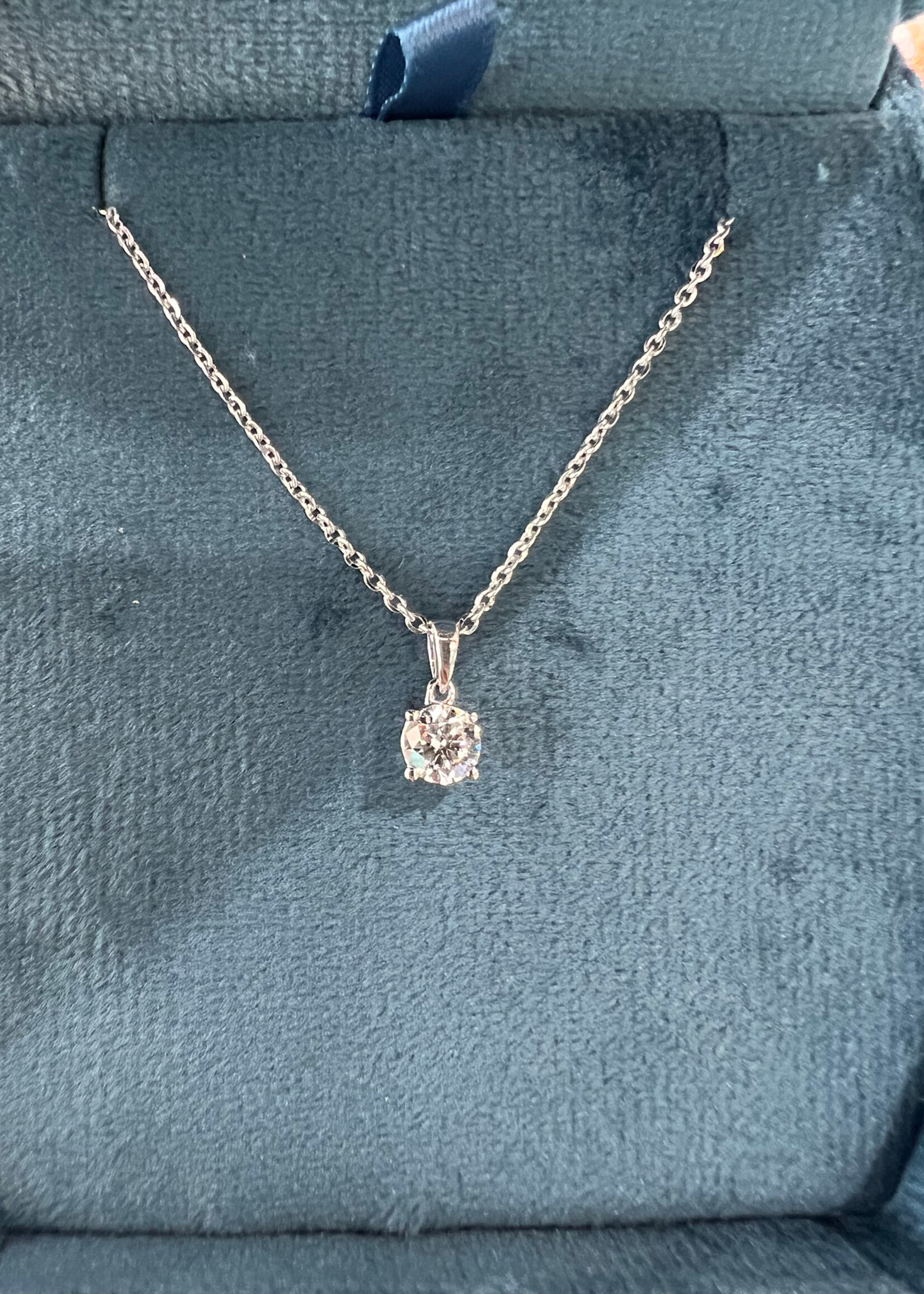 14kW .50ctw LabGrown Diamond Solitaire Pendant with adjustable chain 16"-18"