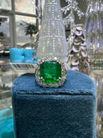 Platinum 5.11ct Natural Emerald (GIA) 1.32ctw Diamonds