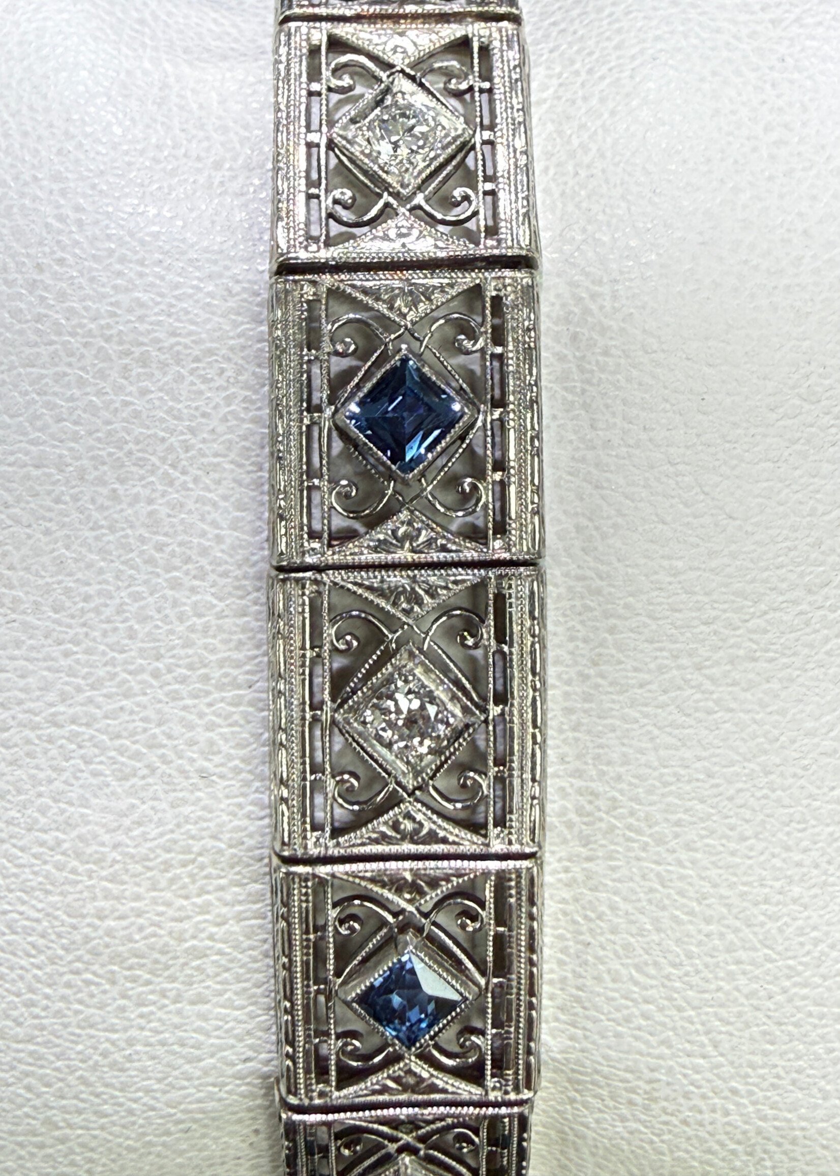 Platinum + 18k Edwardian Style Bracelet 2.00ctw Sapphires + .60ctw Diamonds (approximate weights)