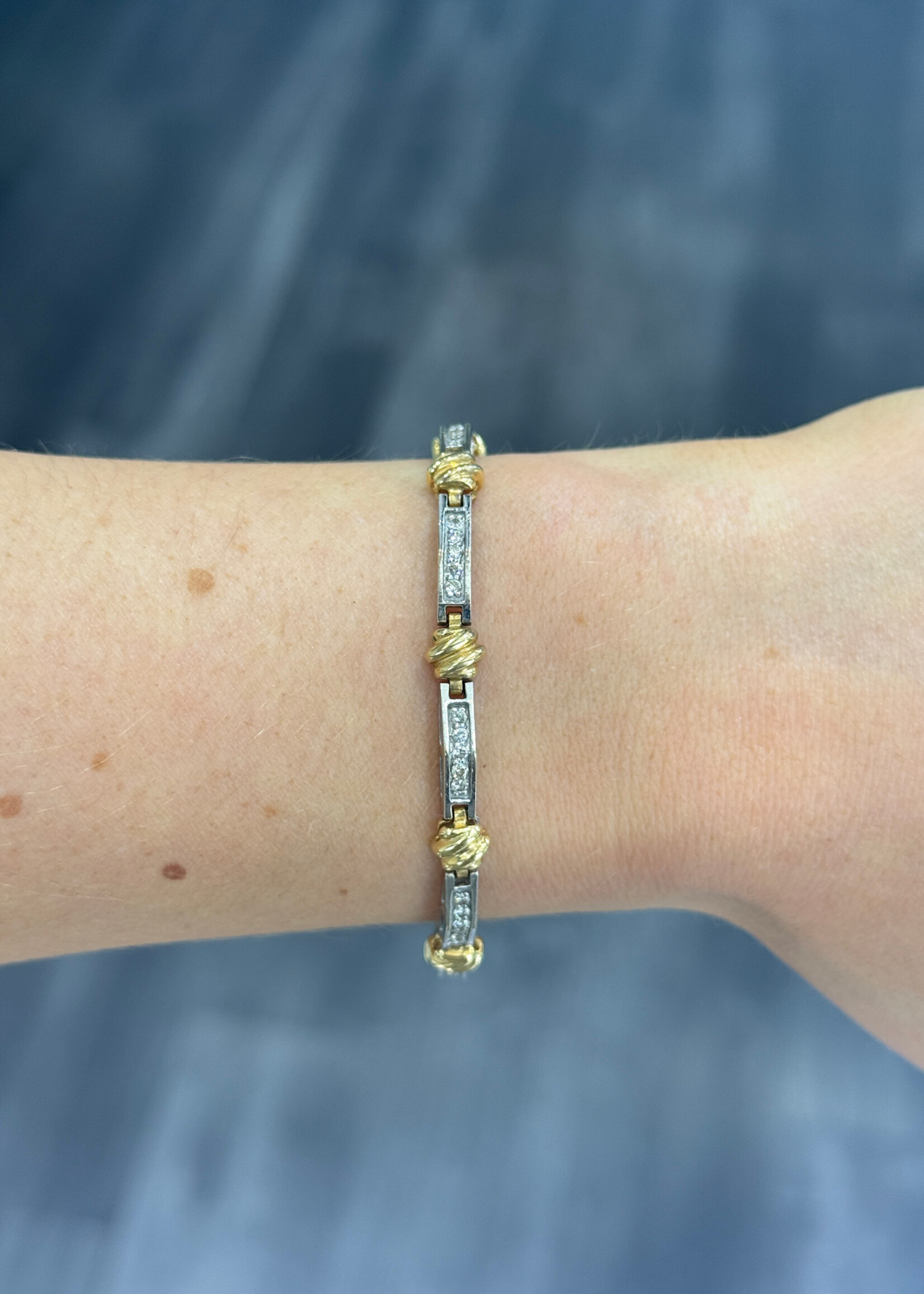 Classic, Vintage Bracelet. 14k white and yellow gold bracelet with approximately .50carats of diamonds.