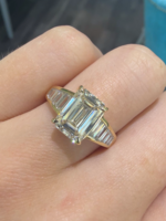 14kY 3.07ct Emerald Cut LabGrown F,VS1 IGI + .65ct Tapered Baguette Cut Labgrown diamonds