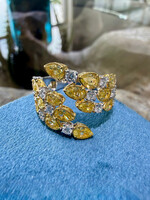 "Pure Sunshine" 18k 2.6ct Fancy Yellow Diamonds + .83ctw White Diamonds (All Natural) Ring