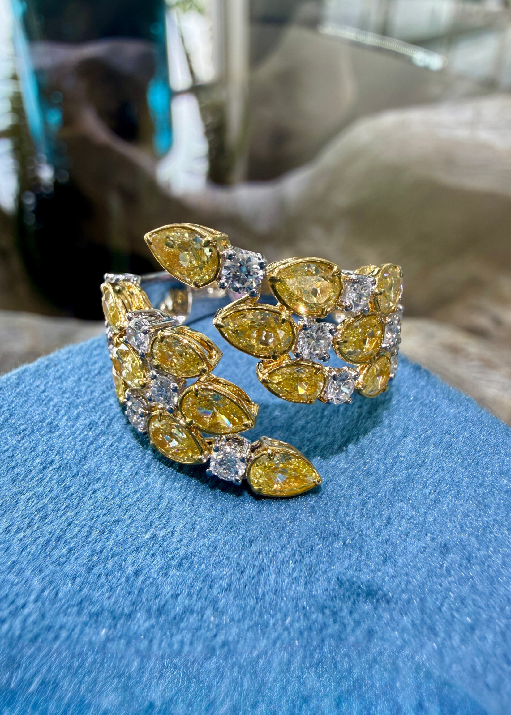 "Pure Sunshine" 18k 2.6ct Fancy Yellow Diamonds + .83ctw White Diamonds (All Natural) Ring