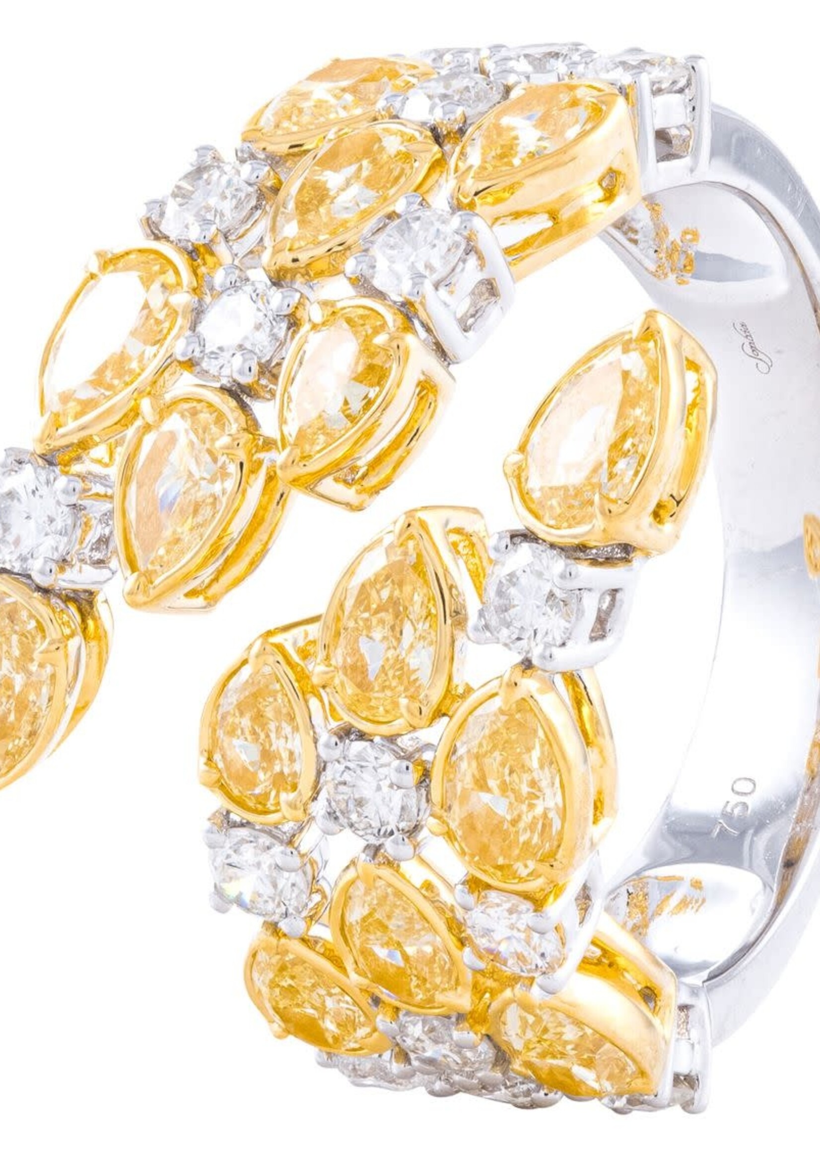 "Pure Sunshine" 18k 2.6ct Fancy Yellow Diamonds + .83ctw White Diamonds (All Natural) Ring