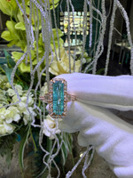 18k Rose Gold 3.4ct Green Tourmaline + .61ctw Natural Diamonds.