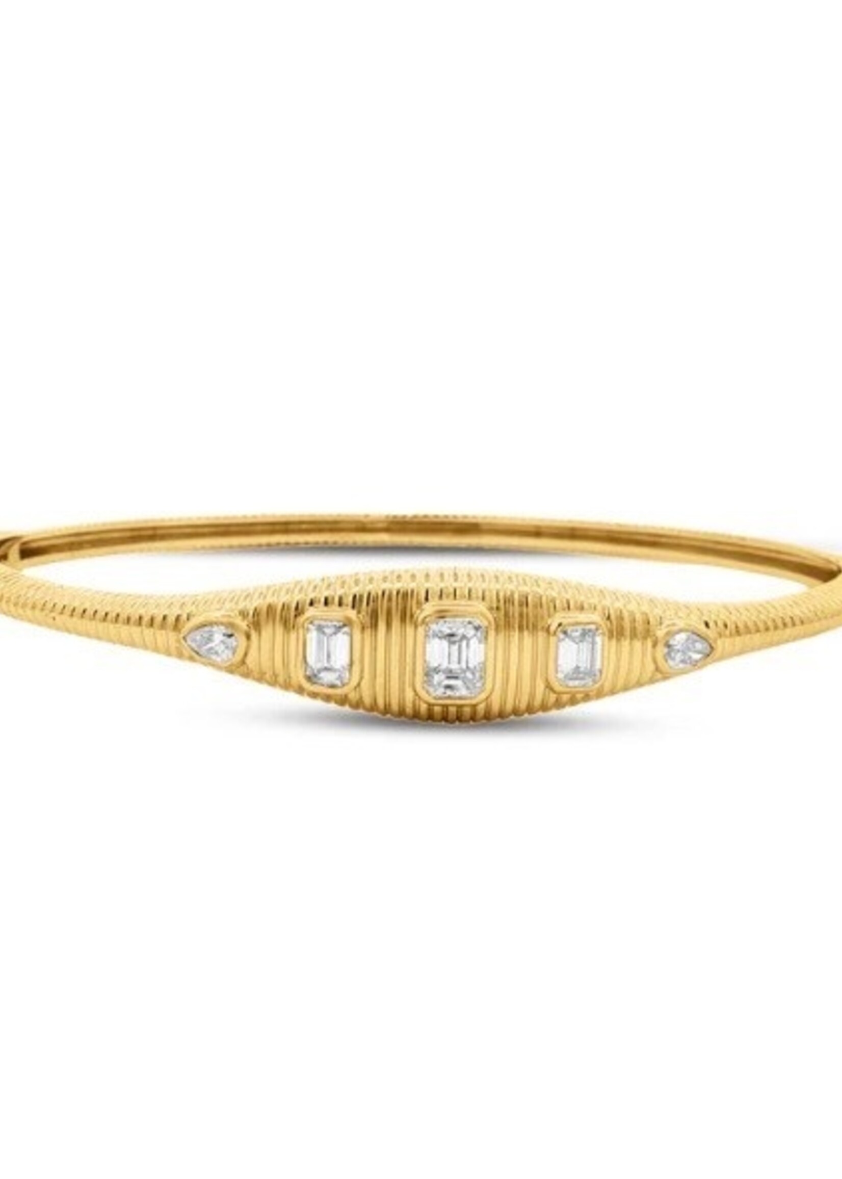 Shula NY 14k Bangle with Emerald Cut Diamonds
