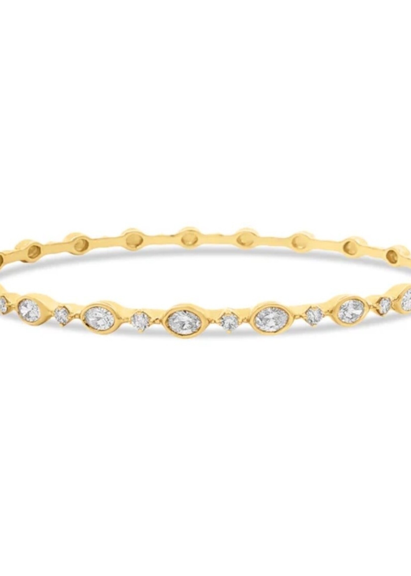 Shula NY 14kY Bangle  14KY bangle with Round and Oval Cut Diamonds 1.33ctw