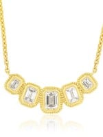 14k Yellow Gold Necklace with Five Emerald Cut Diamonds .78ctw