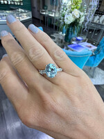14k White Gold 2ct Aquamarine Ring with .16ctw diamonds