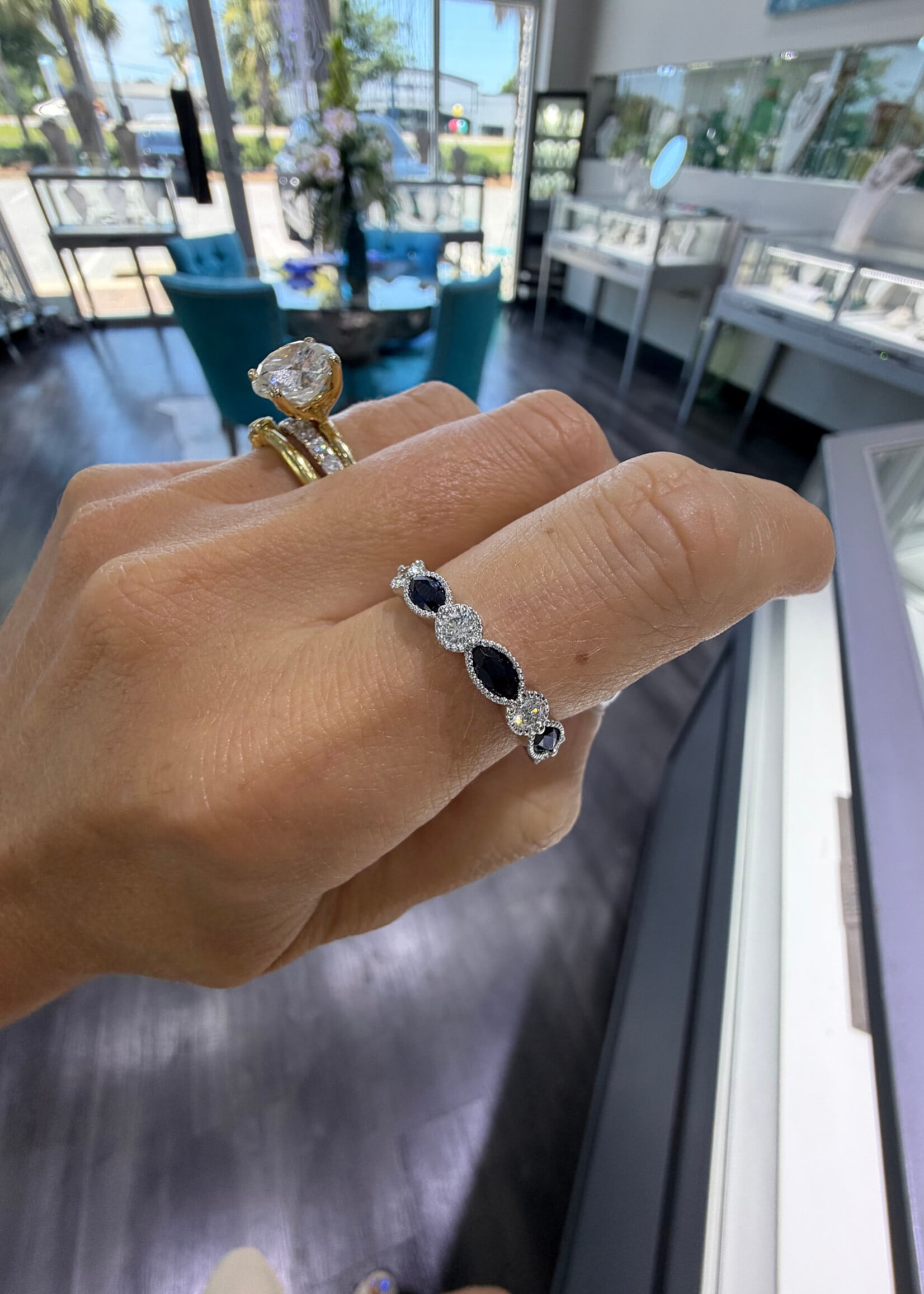 14kW  .40ct Sapphire .24ct Diamond Band