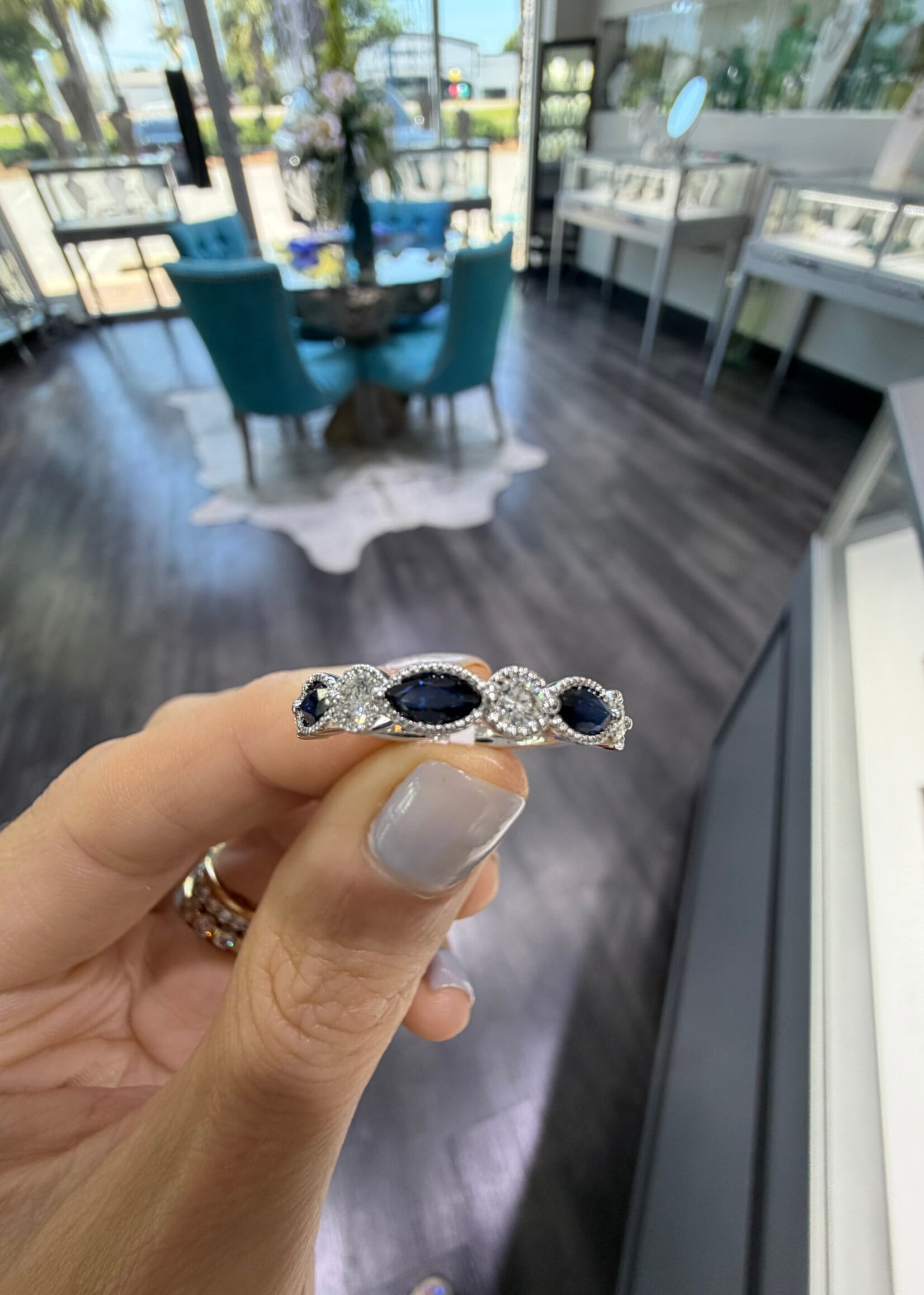 14kW  .40ct Sapphire .24ct Diamond Band