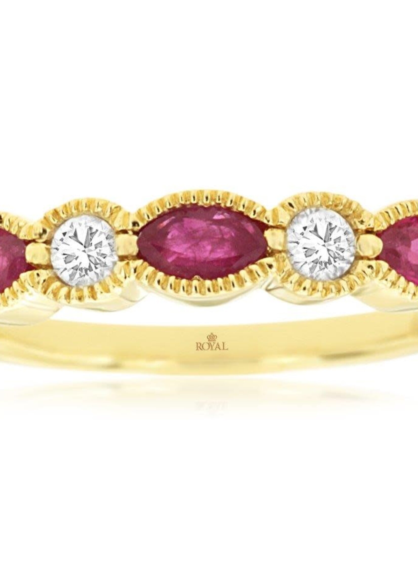 14k Yellow Gold Ruby .40ctw + Diamond .24ctw Band
