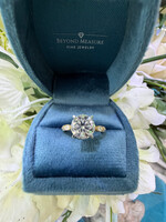 14kY 2ct Round Brilliant LabGrown Diamond Engagement Ring with .30ctw detailed setting (marquise and round cut labgrown diamonds)