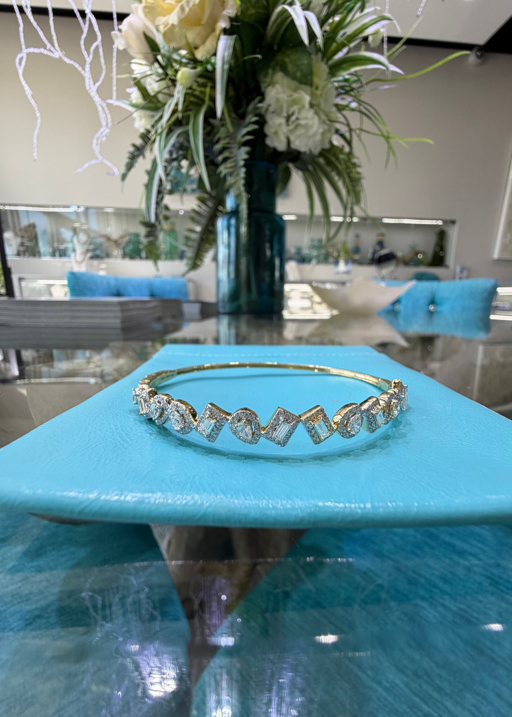 14k Yellow + White Gold Hinged Bangle 1.52ctw Best Seller!