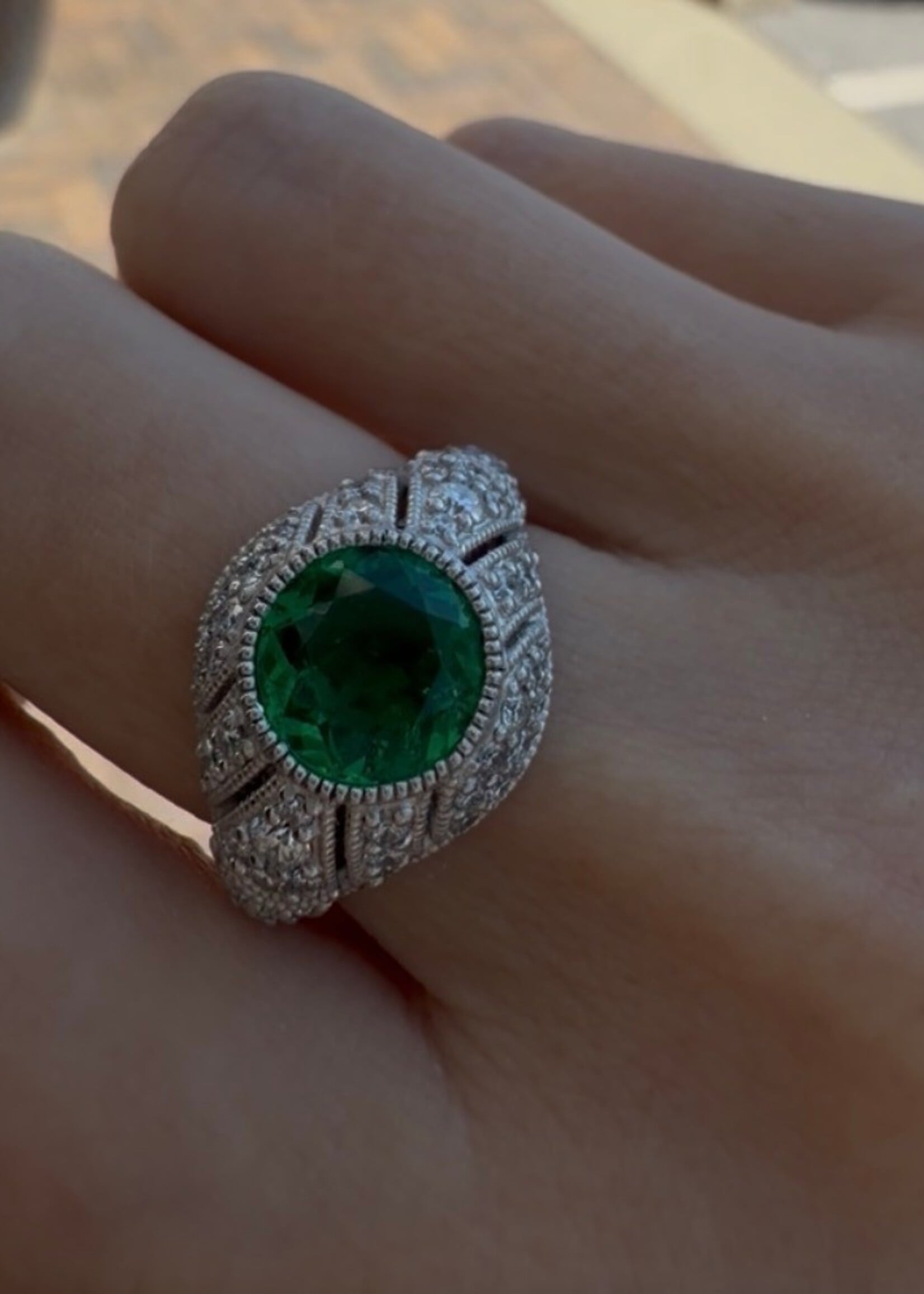 Platinum 1.7ct GIA Emerald Ring - Custom