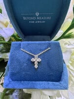 14k Yellow Gold Small Cross with .50ctw Natural Diamonds with 16-18" adjustable cable chain
