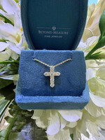 14k Yellow Gold Natural Diamond Cross Medium Size with 16-18" adjustable cable chain