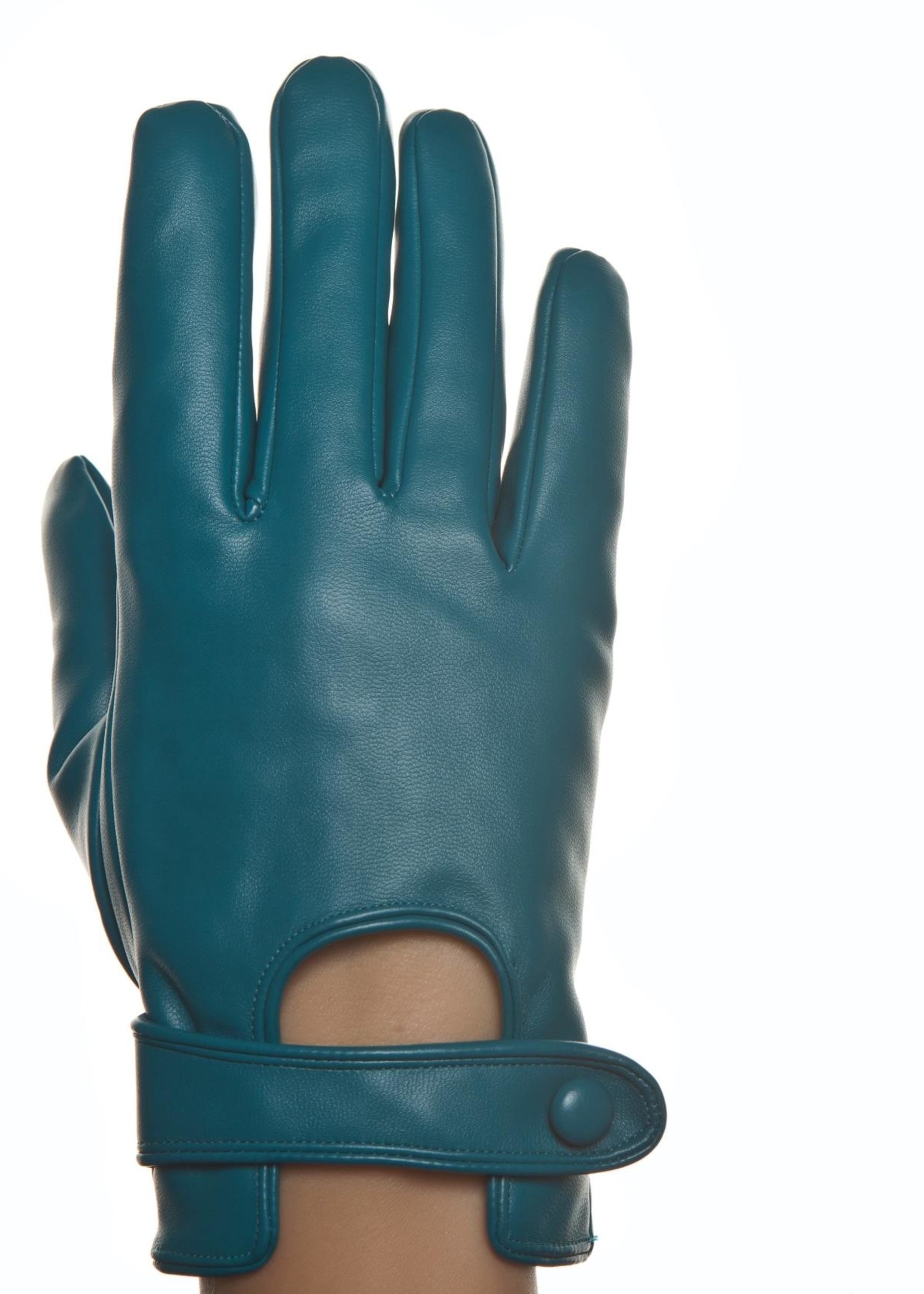 Blue leather gloves