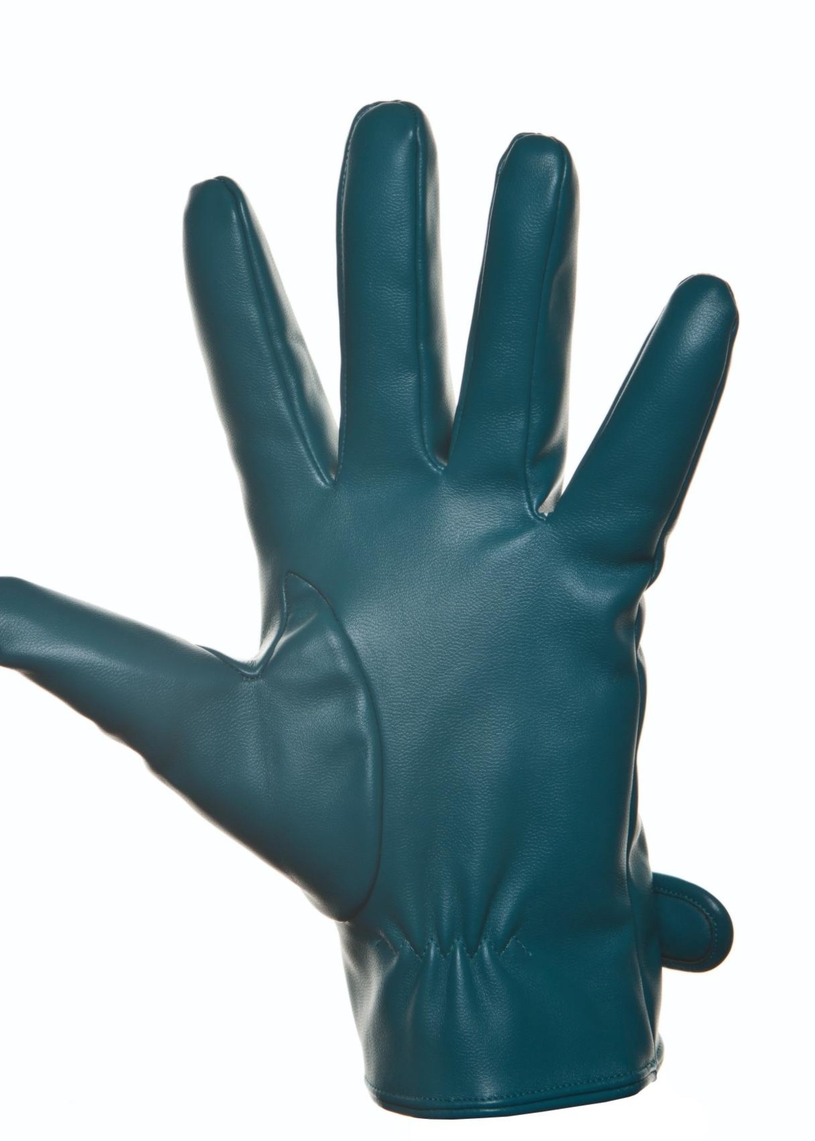 Blue leather gloves