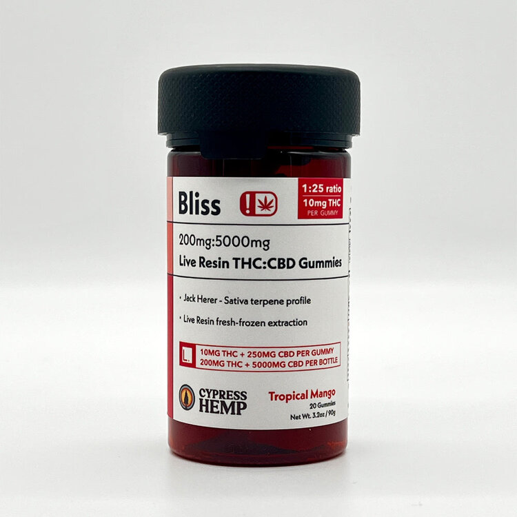 Bliss Bliss - Live Resin 10mg THC : 250mg CBD  Gummies