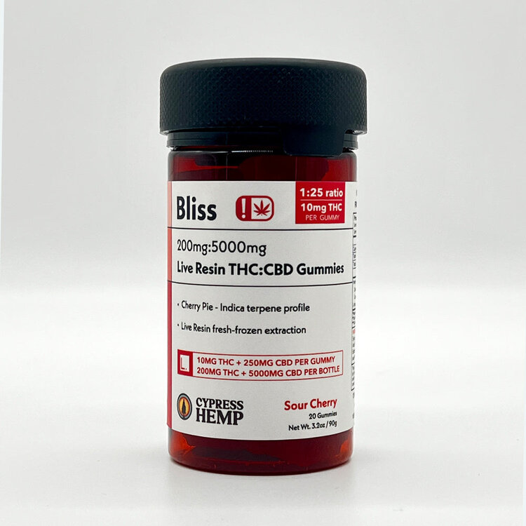 Bliss Bliss - Live Resin 10mg THC : 250mg CBD  Gummies