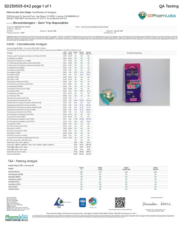 Dozo Dozo - Don't Trip 2.5G Mushroom + THCA