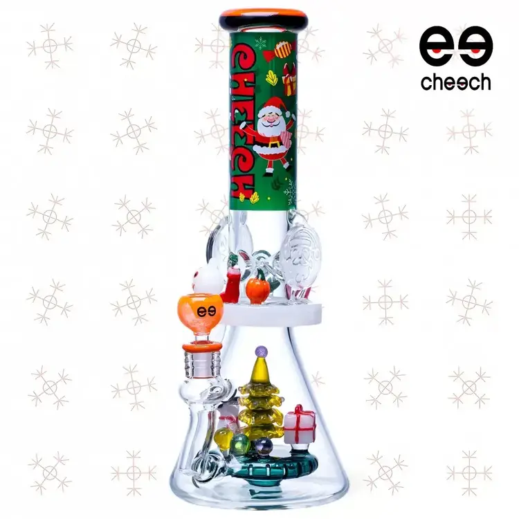 Cheech Cheech - 14" Christmas Tale In Every Inhale Festive Beaker Water Pipe