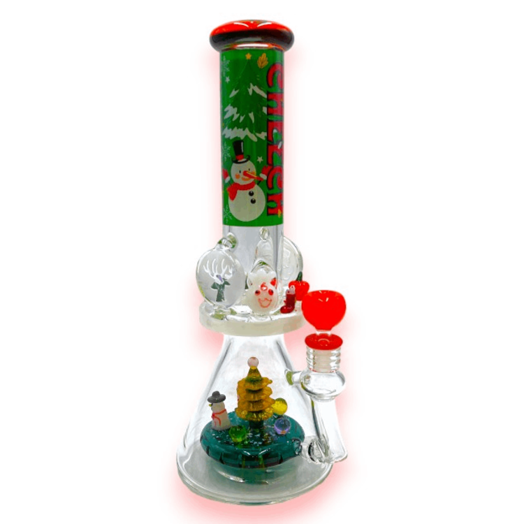 Cheech Cheech - 14" Christmas Tale In Every Inhale Festive Beaker Water Pipe