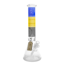 Cheech Blasted Aztec Pattern Beaker | 15" Blue/Yellow/Black