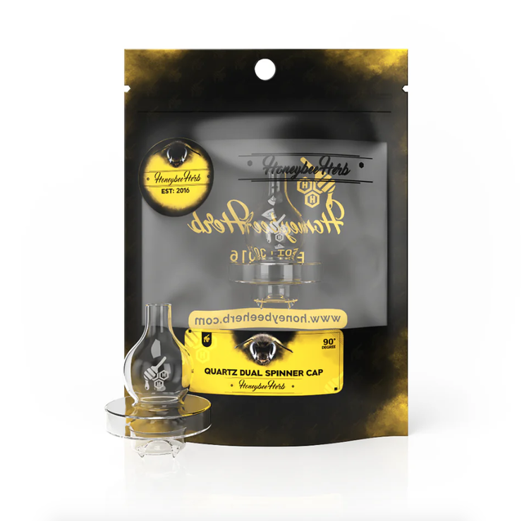 Honey Bee Herb Honeybee Herb - Quartz Dual Spinner Carb Cap | Black Line