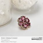 Eris; White Gold with Pink Topaz (2mm)