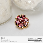 Eris; Yellow Gold with Pink Topaz