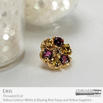 Eris; Yellow Gold with Blazing Red Topaz, Yellow Sapphire, and White Topaz